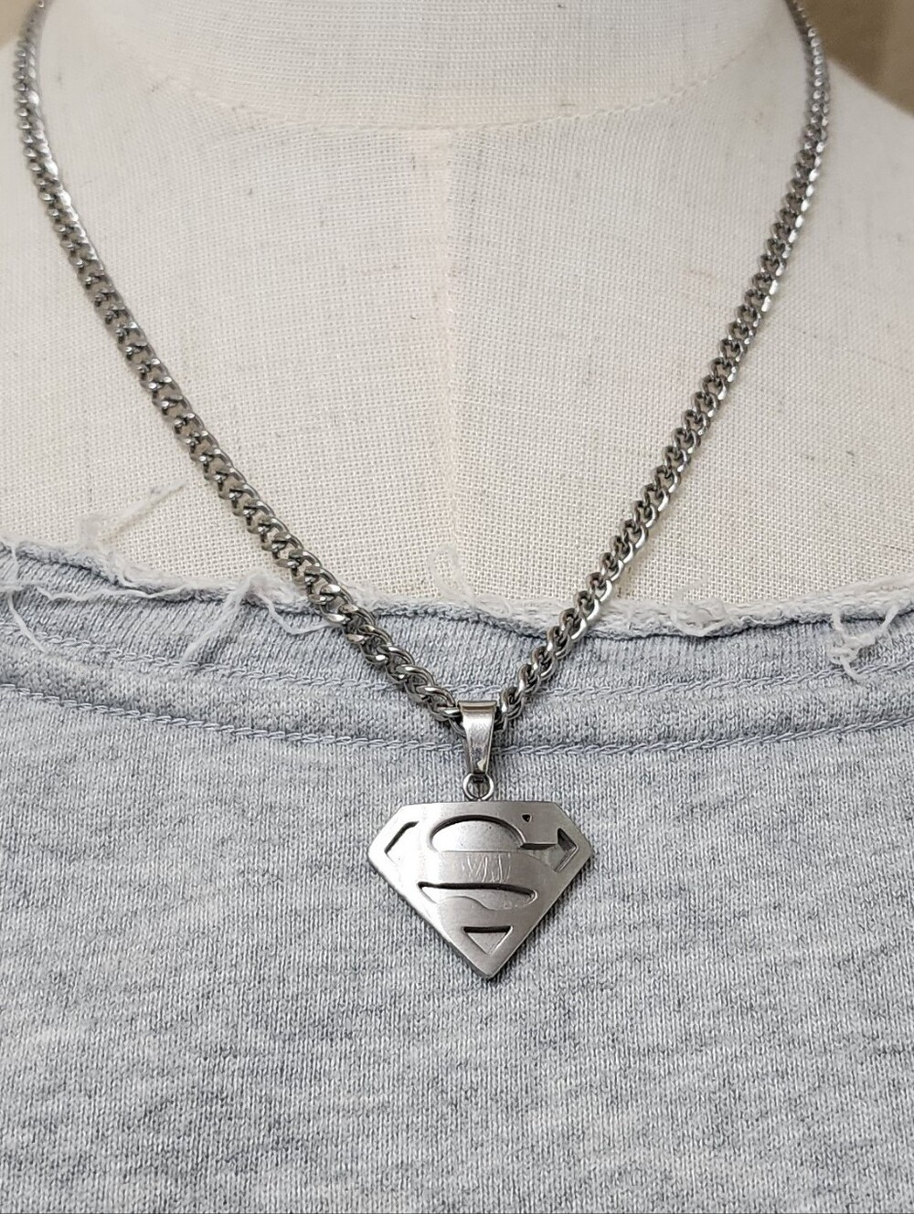 Silver Superman Pendant Necklace